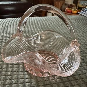 Fenton Pink Glass Basket